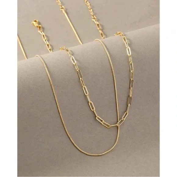 Anthropologie Florence Dainty Minimalist Layered Paperclip Chain Necklace -5 S - Picture 2 of 2
